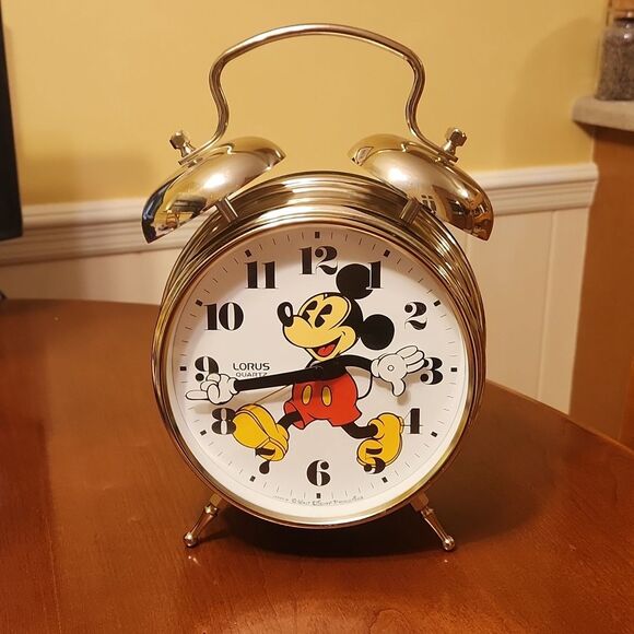 Disney Vintage Lorus Quartz Mickey Mouse Silver Bell Clock - Picture 1 of 7